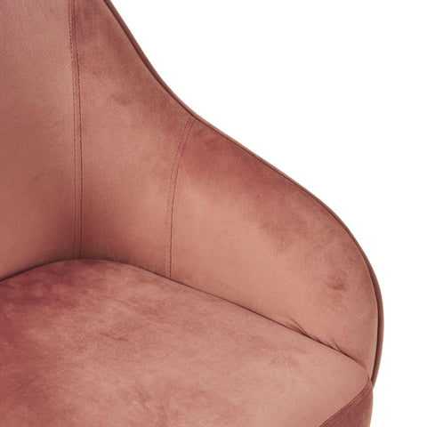 Rootz Adjustable Swivel Velvet Chair - Office Chair - Vanity Seat - Comfort & Stability - 56cm x 55cm x 83cm - Dark Pink