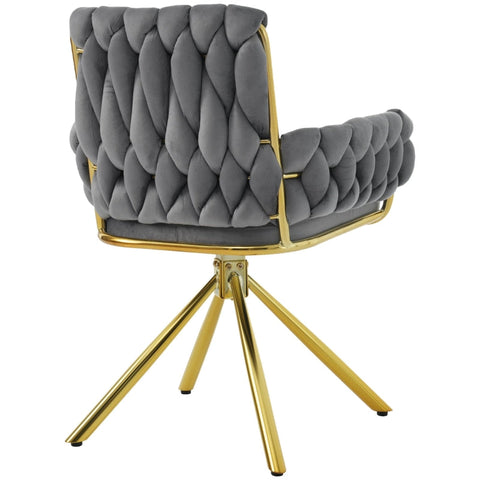 Rootz Velvet Dining Chair - Swivel Chair - Modern Armchair - 360° Rotation - 63cm x 50cm x 87cm