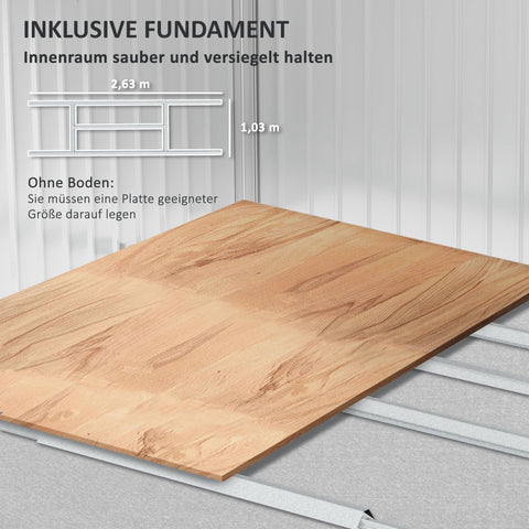 Rootz Metal Tool Shed - Bicycle Shed - Garden Storage - Ventilation Windows - Sliding Doors - 277 x 195 x 192 cm