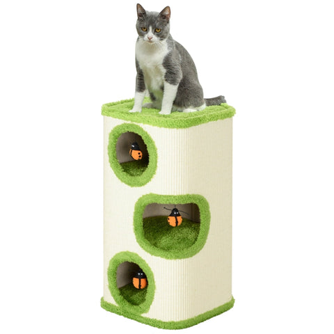 Rootz Scratching Barrel for Cats - Scratching Tower - Cat Retreat - Sisal for Claw Care - 38cm x 38cm x 76cm - Cozy Plush Comfort