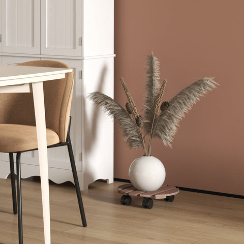 Rootz 4 Piece Plant Roll Set - Plant Stands - Rolling Plant Stands - Effortless Mobility - 30cm Ø x 7cm Height - Composite Wood