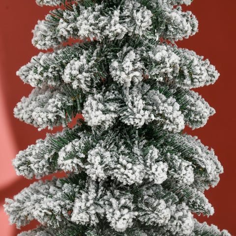 Rootz Artificial Snowy Christmas Tree - Slim Xmas Tree - Fireproof Pine - Realistic Look, Space-Saving, 180cm, Green/White, 46x46x180cm