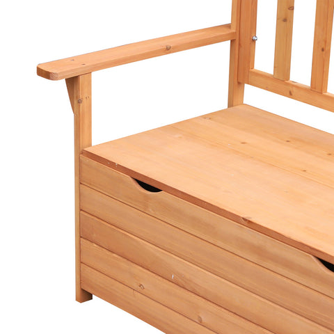 Rootz Garden Bench with Storage - Outdoor Seating - Fir Wood - High Backrest - 112l x 58b x 84h cm