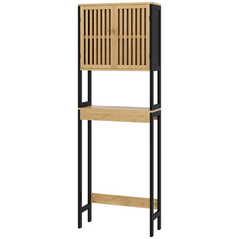 Rootz Bamboo Toilet Shelf - Bathroom Storage Rack - Over Commode Organizer - Space Saving Design - 60L x 21.5B x 172H cm