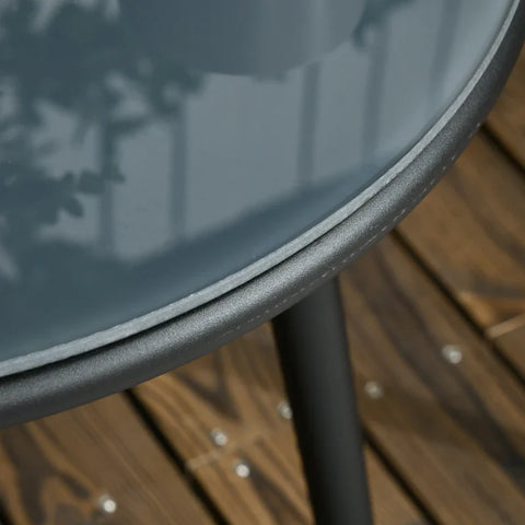 Rootz Garden Furniture Set For 2 People - 1 Table - 2 Chairs With Seat Cushions - Balcony Set - Steel - Gray - Ø50 x 46H cm