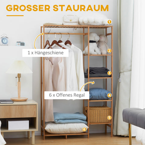 Rootz Bamboo Clothes Rack - Garment Stand - Wardrobe Organizer - Space-Saving - 90cm x 30cm x 145cm