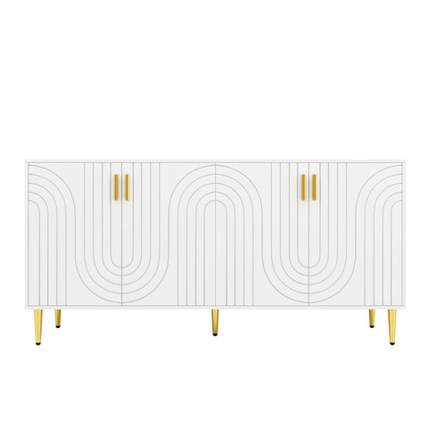 Rootz White Sideboard - Buffet Cabinet - Storage Unit - Elegant Design, Easy Cleaning, MDF, 152cm x 40cm x 75cm