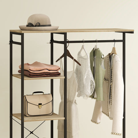 Rootz Cloakroom Stand - Clothes Rack - Wardrobe - Stable & Stylish - 100L x 356H cm - Brown and Black Finish