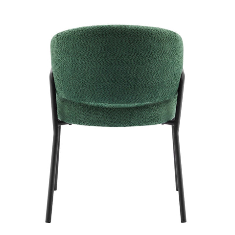 Rootz Dining Chair - Armchair - Lambskin Look - Ergonomic Comfort - Velvet Fabric - 49cm x 48cm x 78cm - Dark Green