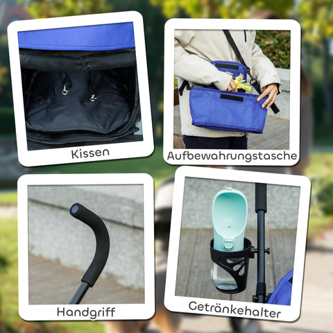 Rootz Pet Car - Dog Carrier - Cat Stroller - Safety with Power Windows - 76L x 44B x 103H cm - Blue