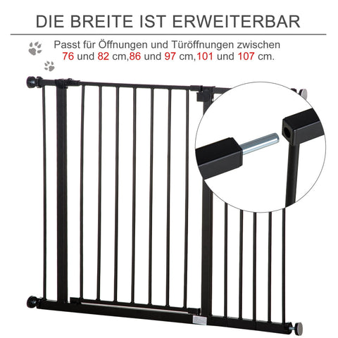 Rootz Expandable Clamp Mount Steel Dog Barrier - Pet Gate - Safety Gate - Easy Installation - Adjustable Size - Durable Material - 95cm x 76cm - Black