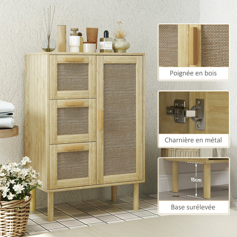 Rootz Boho-Style Cabinet - Storage Unit - Bathroom Organizer - Space-Saving Design - 55 x 30 x 82 cm