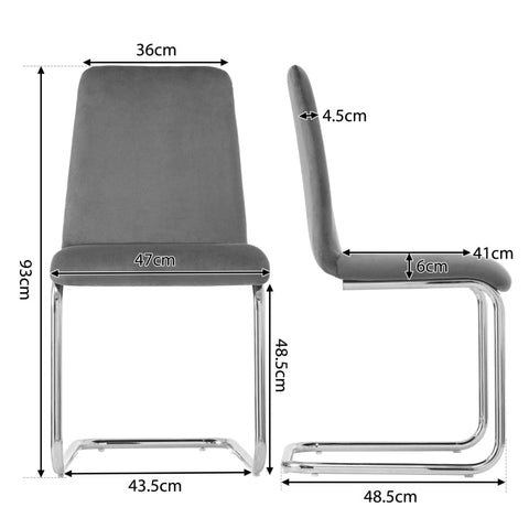 Rootz Cantilever Dining Chairs - Velvet Sitting Chairs - Ergonomic Seating - Optimal Back Support - 47cm x 48.5cm x 93cm