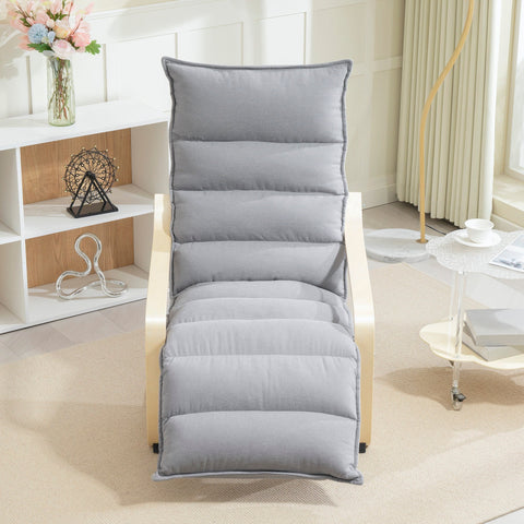 Rootz Lounge Armchair - Upholstered Armchair - Modern Seating - Adjustable Footrest - Birch Wood Frame - Grey - 67cm x 93-114cm x 105cm