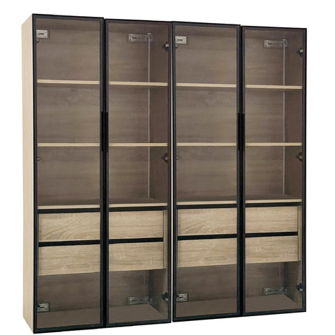 Rootz Bathroom Cabinet Set - Storage Solution - Display Cabinet - LED Lighting - 74cm x 36cm x 155cm