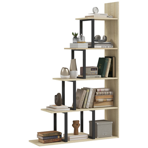 Rootz Bookcase Room Divider - Industrial Shelf - Stair Shelving - New York Loft Style - 102 x 30 x 160 cm Brown