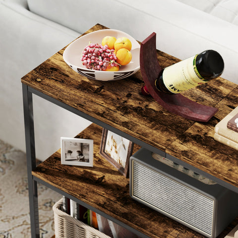 Rootz Console Table - Side Table - Entrance Organizer - Durable Chipboard & Metal - 101cm x 35cm x 80cm - Brown