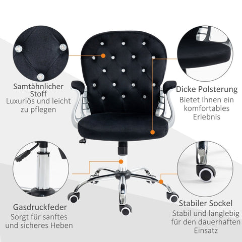 Rootz Modern Office Chair - Velvet Desk Chair - Adjustable Swivel Chair - High-Density Foam - 59.5cm x 60.5cm x 93-103cm