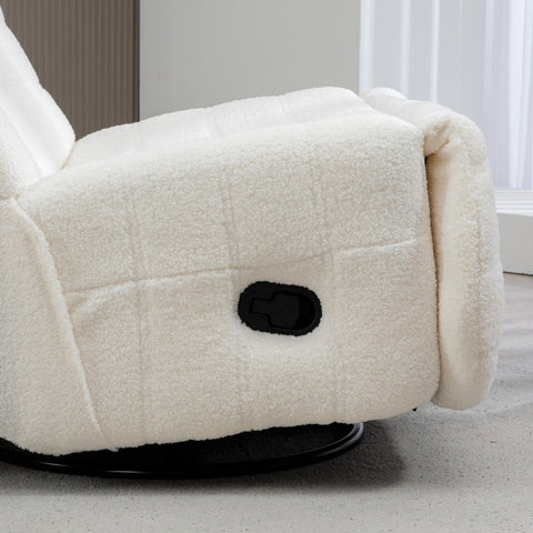 Rootz Recliner Chair - TV Armchair - Lazy Boy Chair - 150-Degree Recline - Rocking & Swivel - Teddy Fabric - 84cm x 104cm x 87cm