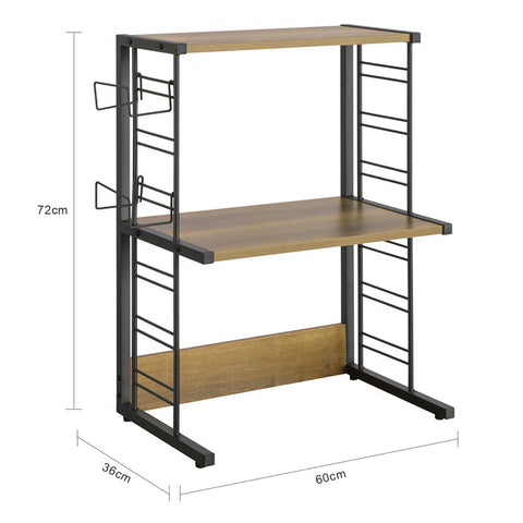 Rootz Microwave Shelf - Kitchen Storage Rack - Microwave Holder - Compact Design - Multi-Functional - Sturdy Build - 60cm x 72cm x 36cm