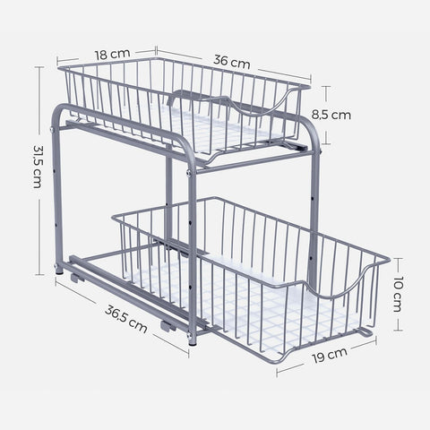 Rootz Steel Kitchen Organizer - Storage Rack - Pantry Organizer - Steel Construction - Space Saving - Easy Assembly - 21cm x 36.5cm x 33.7cm