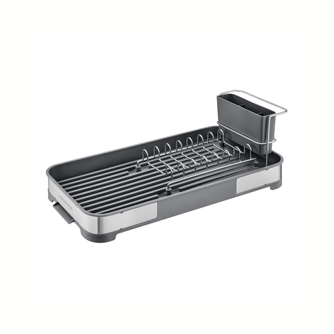 Rootz Dish Drainer Rack - Stainless Steel - PP Plastic - Space-Saving - 20.6cm x 44.5cm x 13.1cm