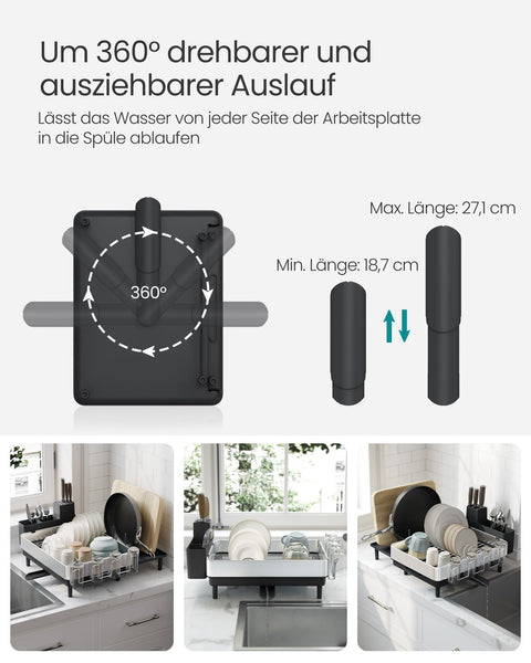 Rootz Over the Sink Dish Rack - Drying Rack - Kitchen Organizer - Stainless Steel - 50.7cm x 48.6cm x 22.7cm