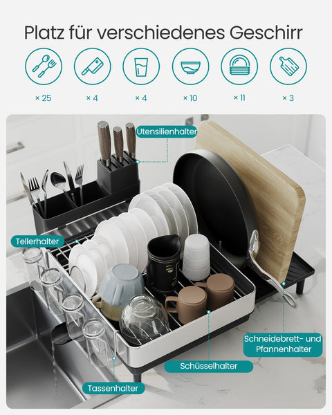 Rootz Over the Sink Dish Rack - Drying Rack - Kitchen Organizer - Stainless Steel - 50.7cm x 48.6cm x 22.7cm
