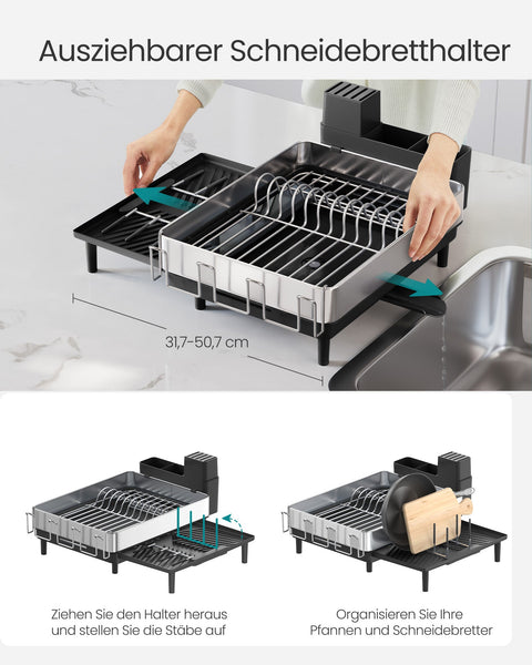 Rootz Over the Sink Dish Rack - Drying Rack - Kitchen Organizer - Stainless Steel - 50.7cm x 48.6cm x 22.7cm