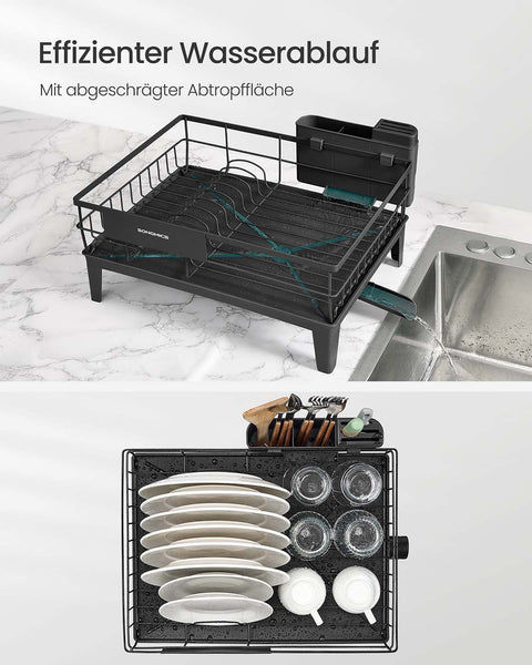 Rootz Dishwashing Frame - Dish Rack - Drying Stand - Steel & PP Plastic - Space-Saving - 31cm x 42cm x 18.5cm -  Black