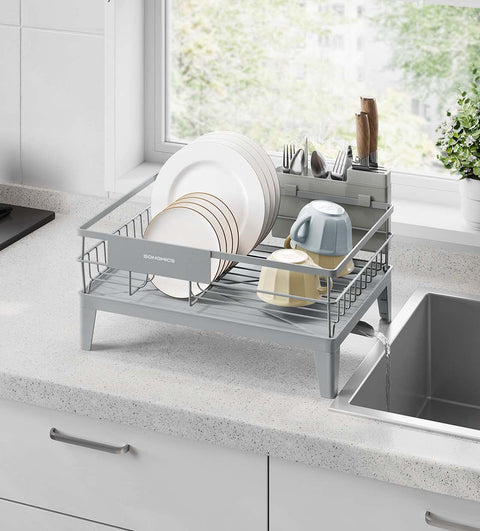 Rootz Dishwashing Frame - Drying Rack - Kitchen Organizer - Durable Steel & PP Plastic - 31cm x 42cm x 18.5cm - Grey