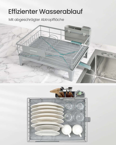 Rootz Dishwashing Frame - Drying Rack - Kitchen Organizer - Durable Steel & PP Plastic - 31cm x 42cm x 18.5cm - Grey
