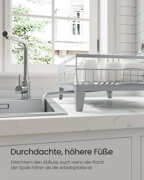 Rootz Dishwashing Frame - Drying Rack - Kitchen Organizer - Durable Steel & PP Plastic - 31cm x 42cm x 18.5cm - Grey