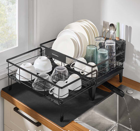 Rootz Drip Frame - Black Drying Stand - Portable Clothes Hanger - Durable Steel - 31-56cm x 42cm x 20cm