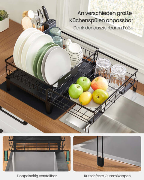 Rootz Drip Frame - Black Drying Stand - Portable Clothes Hanger - Durable Steel - 31-56cm x 42cm x 20cm