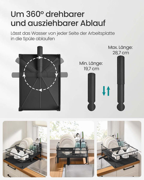 Rootz Drip Frame - Black Drying Stand - Portable Clothes Hanger - Durable Steel - 31-56cm x 42cm x 20cm