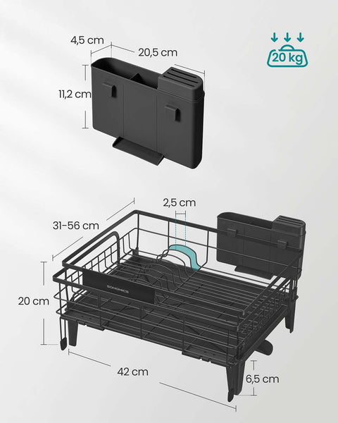 Rootz Drip Frame - Black Drying Stand - Portable Clothes Hanger - Durable Steel - 31-56cm x 42cm x 20cm
