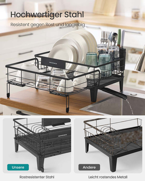 Rootz Drip Frame - Black Drying Stand - Portable Clothes Hanger - Durable Steel - 31-56cm x 42cm x 20cm