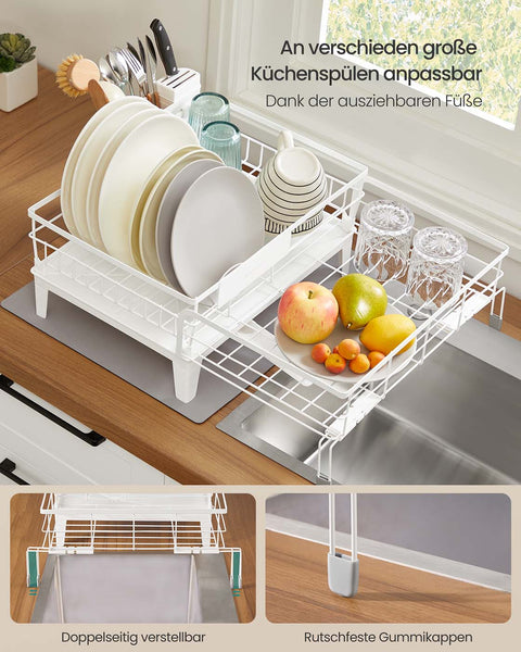 Rootz Drip Frame - Laundry Drying Rack - Space Saver - Steel & PP Plastic - White  - 31-56cm x 42cm x 20cm