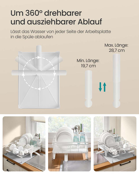 Rootz Drip Frame - Laundry Drying Rack - Space Saver - Steel & PP Plastic - White  - 31-56cm x 42cm x 20cm