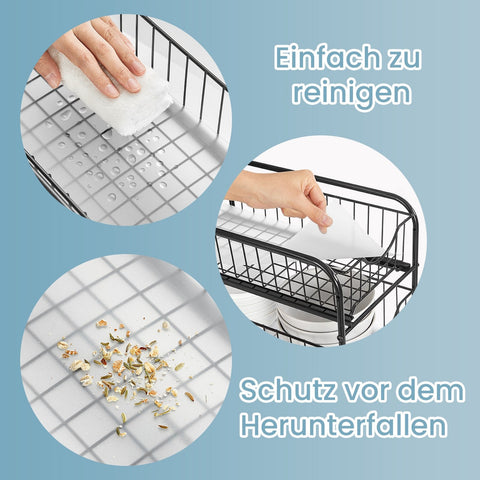 Rootz Kitchen Organizer Shelf - Kitchen Rack - Order System - Durable Steel - 21x36.5x33.7cm Large Basket - Silver Finish