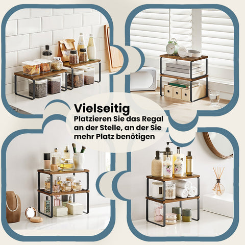 Rootz 2 Set Kitchen Organizer - Spice Shelf - Kitchen Shelf - Space-Saving - Large: 29.7x19.5x15.5cm, Small: 29.7x18.5x13.6cm