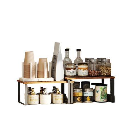 Rootz 2 Set Kitchen Organizer - Spice Shelf - Kitchen Shelf - Space-Saving - Large: 29.7x19.5x15.5cm, Small: 29.7x18.5x13.6cm