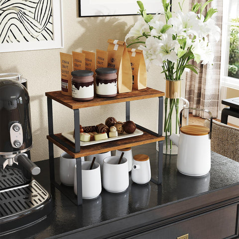 Rootz 2 Set Kitchen Organizer - Spice Shelf - Kitchen Shelf - Space-Saving - Large: 29.7x19.5x15.5cm, Small: 29.7x18.5x13.6cm