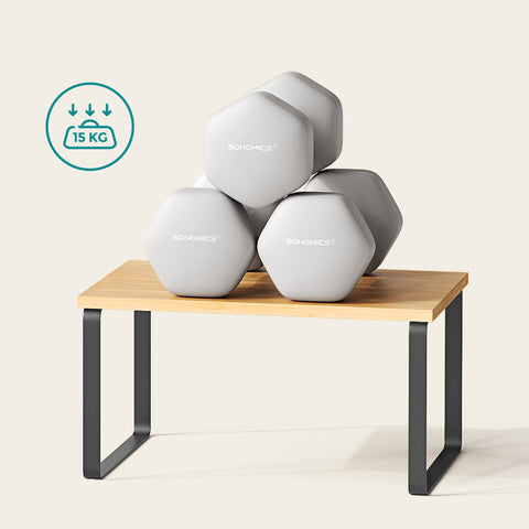 Rootz 2 Set Spice Shelf - Kitchen Organizer - Storage Shelves - Bamboo & Metal - Max 15kg - 29.7x19.5x15.5cm & 29.7x18.5x13.6cm