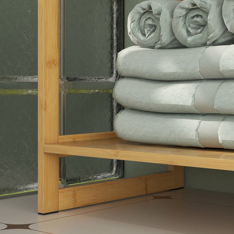 Rootz Bathroom Base Cabinet - Vanity Unit - Under Sink Storage - Durable Bamboo MDF - 70W x 33D x 79.5H cm