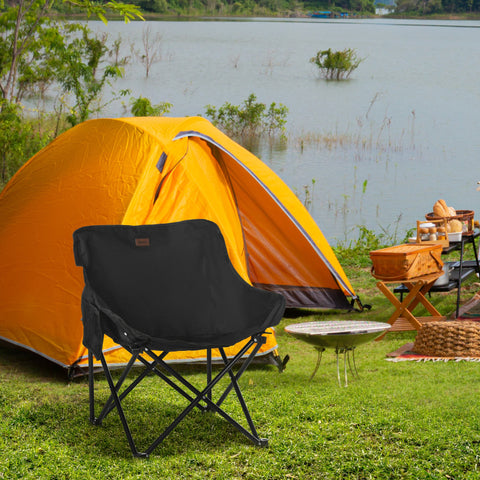 Rootz Foldable Camping Chair - Portable Seat - Steel Frame Chairs - Easy Transport - 61cm x 54cm x 66cm - Includes Carrying Bag