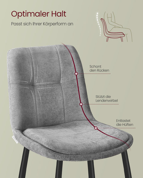 Rootz Dining Chair 2 Piece Set - Dining Seat - Comfort Chairs - Double Pillow Support - 56cm x 50cm x 81cm