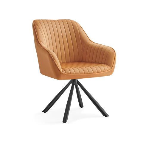 Rootz Dining Chair with Armrests - Velvet Padded Dining Seat - Stylish  Brown - Steel Frame - 60x60x81.5cm - Comfort & Durability