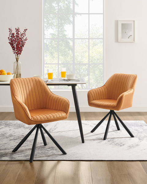 Rootz Dining Chair with Armrests - Velvet Padded Dining Seat - Stylish  Brown - Steel Frame - 60x60x81.5cm - Comfort & Durability
